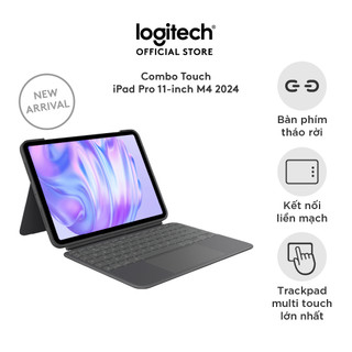 Bao da case iPad kiêm bàn phím Logitech Combo Touch cho iPad Pro 11 inch (M4) (2024) - Có đèn nền, có thể tháo rời phím