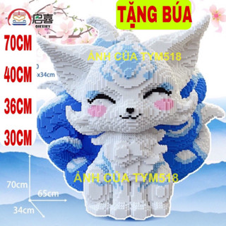 xếp hình đồ chơi hồ ly 9 đuôi đa sắc 75cm 70cm 60cm 40cm 36cm 33cm (TẶNG BÚA)  hồ li cỡ lớn size to đồ chơi nano 3d