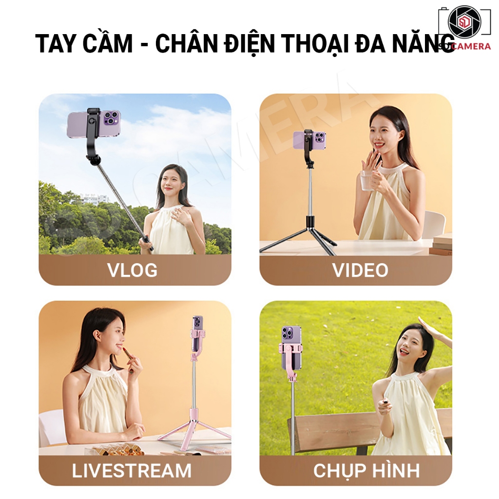 Gậy chụp ảnh Selfie xoay 360 Chân điện thoại Tặng kèm Remote điện thoại loại mới | BigBuy360 - bigbuy360.vn