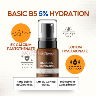 Serum DrCeutics B5 Basic, Niacinamide B3 8%, B3 12%, HA+NMFs Cấp Ẩm Phục Hồi Da 30g/40g/100g