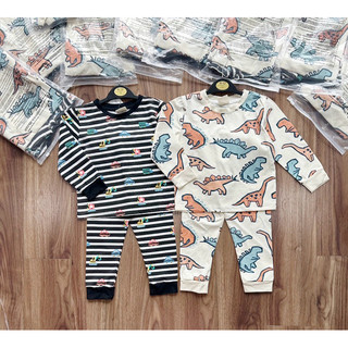 Set 2 bộ bé trai khủng long dài tay, bộ bé trai thu đông, bộ bé trai dài tay
