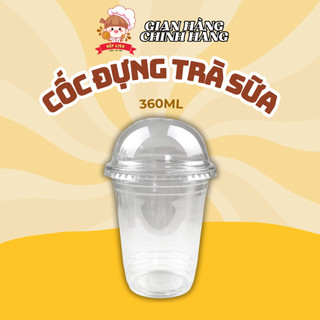 Cốc đựng trà sữa 360ml đế bằng nắp cầu bếp lisa