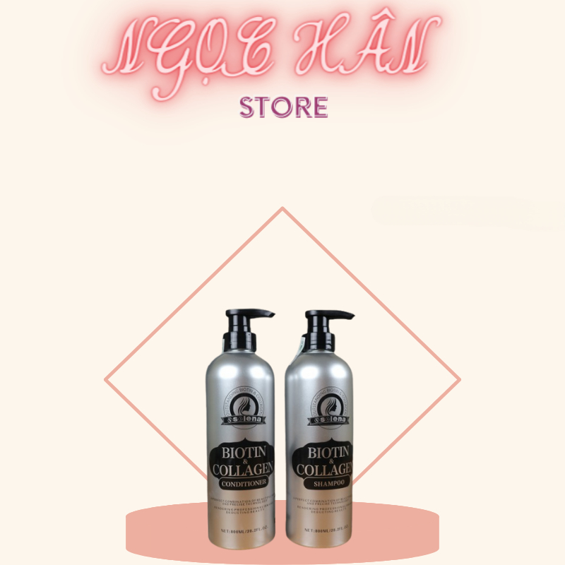 Cặp Dầu Gội Xả Biotin Collagen Selena | Giảm Rụng Tóc,Phục Hồi Tóc Khô Xơ, Hư Tổn
