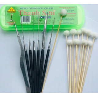 Combo Bộ Dụng Cụ Lấy Ráy Tai + 10 Bông Xe Móc Ráy Tai Thanh Sơn 8 Món Kèm Hộp Nhựa Dụng Cụ Lấy Ráy Tai THANH SƠN