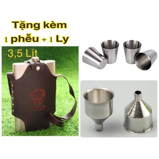 Bình tông 3,5 lít inox 304 mã Oz128 hàng dày loại 1 nặng 9lạng có bao da như hình