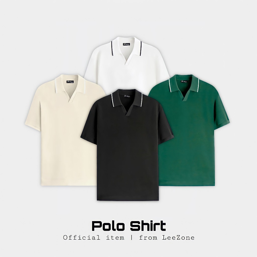 Áo Polo Nam LeeZone Basic Chất Cá Sấu Thoáng Mát | Polo V Neck (Cổ V)