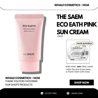 Kem Chống Nắng The Saem Eco Earth Power Pink Sun Cream SPF50+/PA++++ 50g