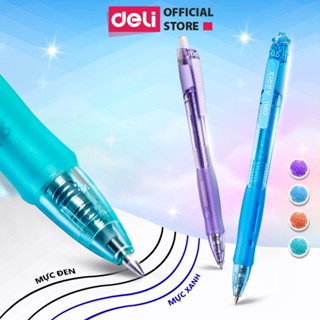(Combo 4 cây/ 4 màu) Bút Deli EG09, bút mực nước màu pastel phối nhũ ngòi 0.5mm (Mực Xanh/ Mực Đen)