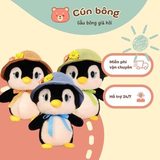 Gấu bông chim cánh cụt đội nón đáng yêu cao cấp mềm mịn 35cm - cún bông qc79