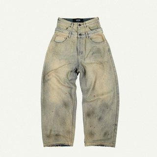 DOUBLE-WAISTED BAGGY JEANS / MOONROCK