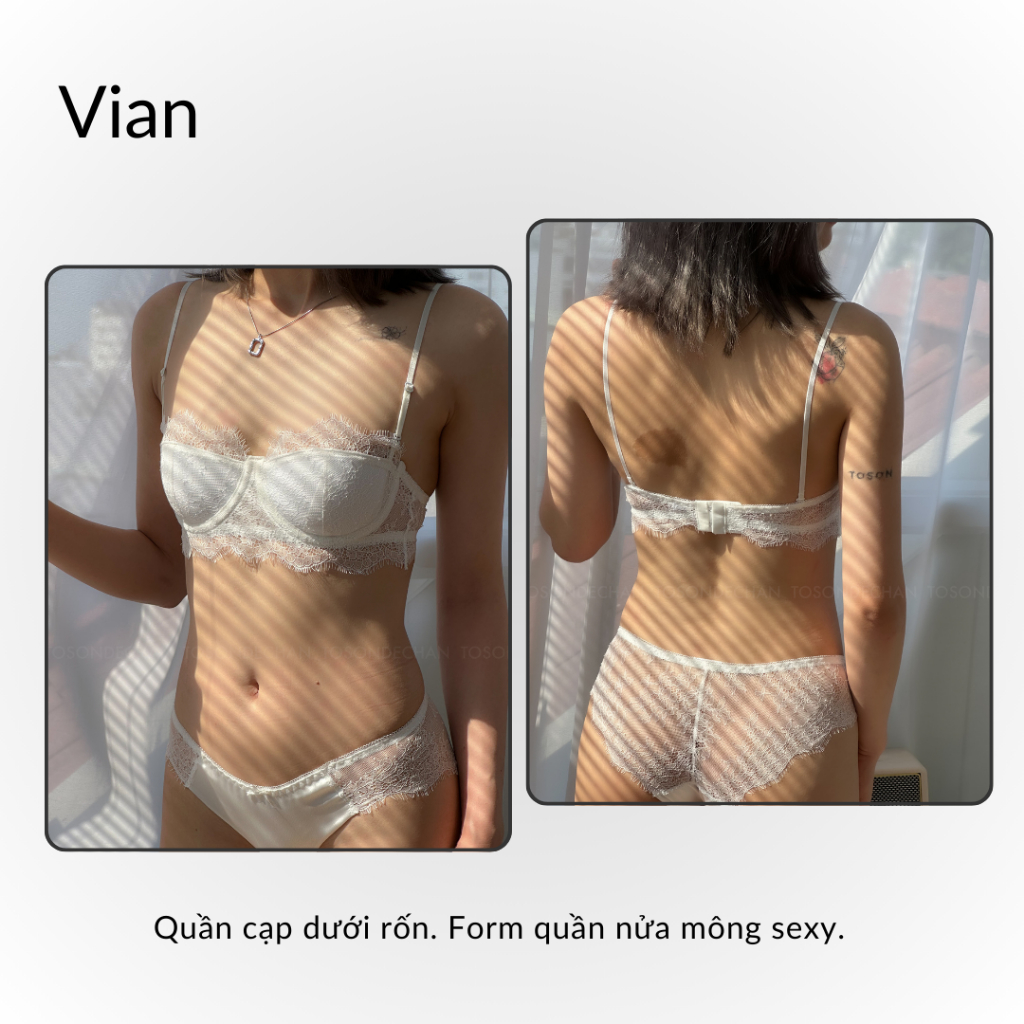 Bộ Đồ Lót Thiết Kế VIAN Cúp Ngang Ren Mi Xinh Xắn TOSONDECHAN Có Gọng (Hình Thật - Che Tên Sản Phẩm) | BigBuy360 - bigbuy360.vn