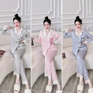 Bộ Hình Trái tim 3 màu lụa xước tay dài