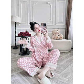 Bộ Hình Trái tim 3  màu lụa xước tay dài