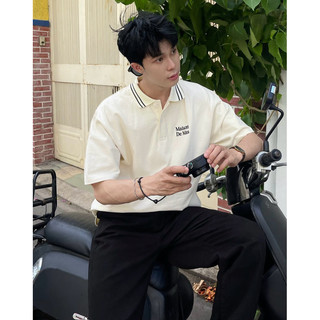 Áo STRIPES COLLAR POLO / Cream