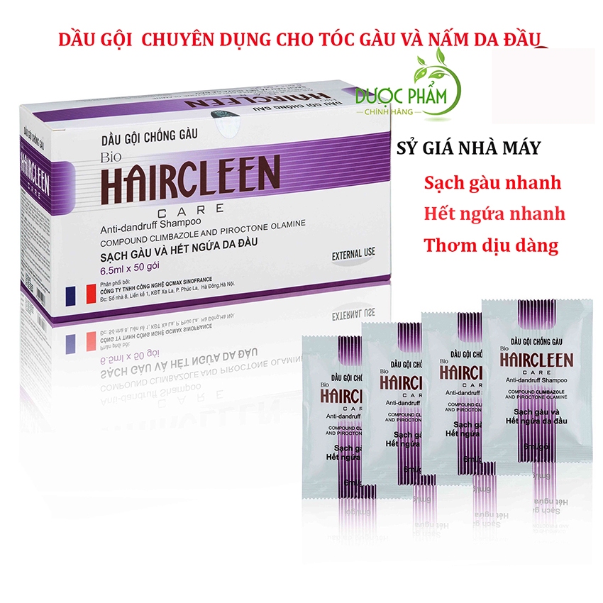 Dầu gội HairCleen - dầu gội chuyên dụng cho tóc gàu, nấm da đầu nhiều giúp sạch gàu mượt tóc hộp 50 gói