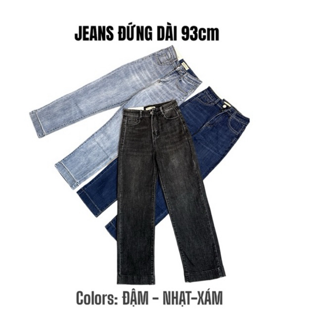 BIEEN JEANS - Quần Jean Nữ Ống Đứng Gấp Lai Dáng Suông (DÀI 93CM)  Chất Jeans Co Giãn Lưng Cao Women Pants Ong