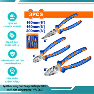 Bộ 3 kìm cắt, kìm răng và kìm mỏ nhọn Tiết kiệm năng lượng 30% so với kìm thông thường WPS0613