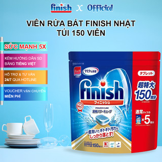 Viên Rửa Chén Bát Finish Nhật Túi 150 Viên 2 in1 Nhập Khẩu Chính Hãng Siêu Tiết Kiệm