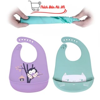 Yếm Ăn Dặm Silicone Có Máng Yếm silicon ăn dặm cho bé