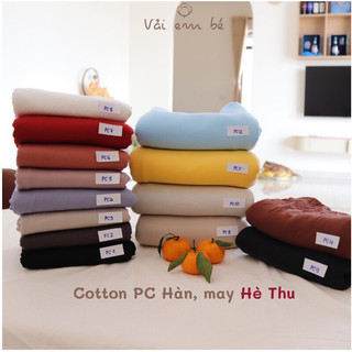 Vải thun cotton PC Hàn Quốc, dày vừa, mềm mịn may cho bố mẹ đến bé sơ sinh, 40k/m