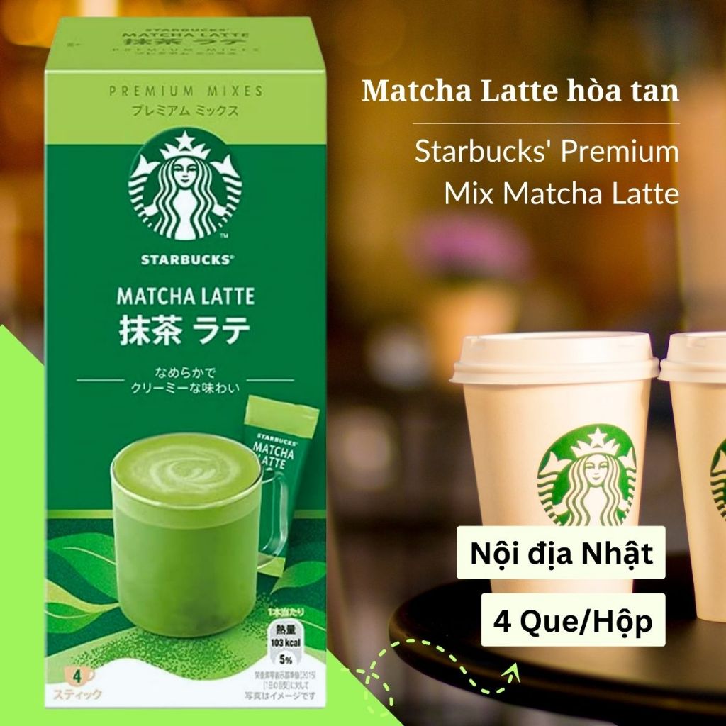 [Nội địa Nhật - Hàng sẵn] Matcha sữa Starbucks' Premium Mix Matcha Latte (Hộp 96g)