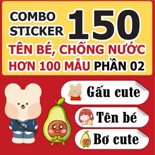 Sticker in tên bé, mẫu gấu dễ thương, mẫu động vật, dán hộp sữa, bình sữa, bình nước, dụng cụ học tập cho bé