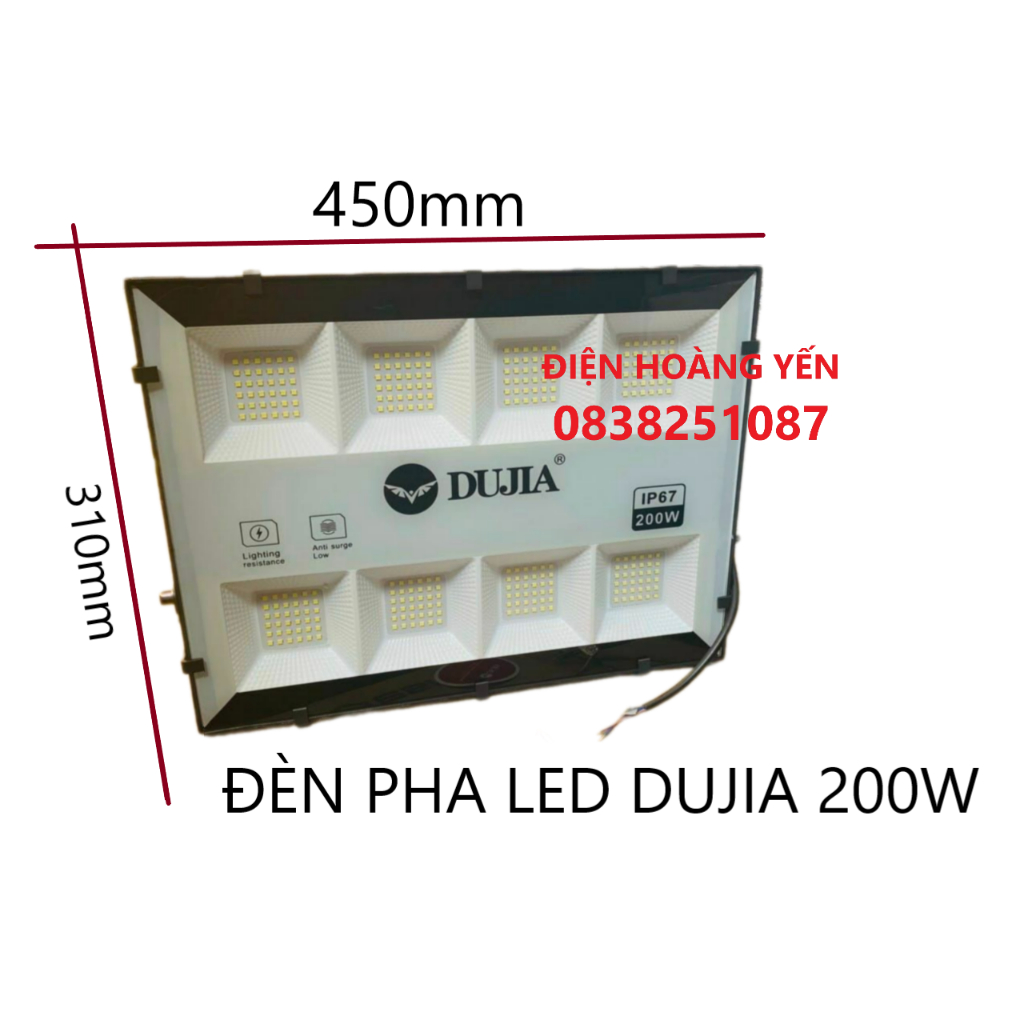 Đèn pha LED DUJIA 200w Ánh sáng Trắng