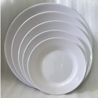 Dĩa tròn nhựa Melamine màu trắng nhiều Size
