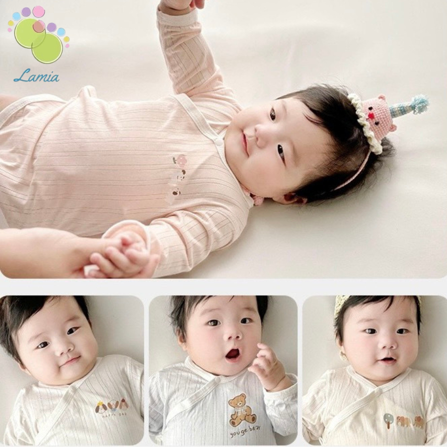 Bodysuit dài tay mỏng cho bé sơ sinh mặc nằm điều hòa hè thu 𝟏𝟎𝐁𝐃𝐒