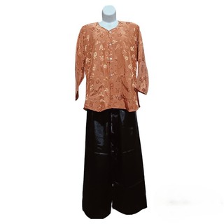 Bộ bà ba bà già áo gấm quần trơn ống rộng