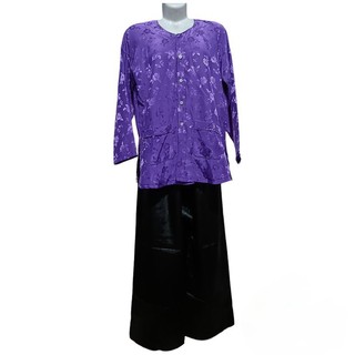 Bộ bà ba bà già áo gấm quần trơn ống rộng