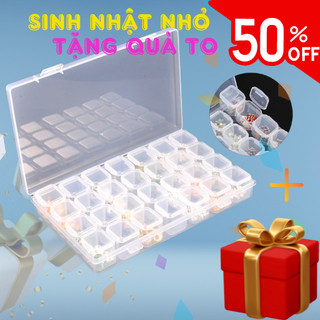 Khay tổ ong đựng phụ kiện charm đá trong ngành nail 28 ô - màu trong
