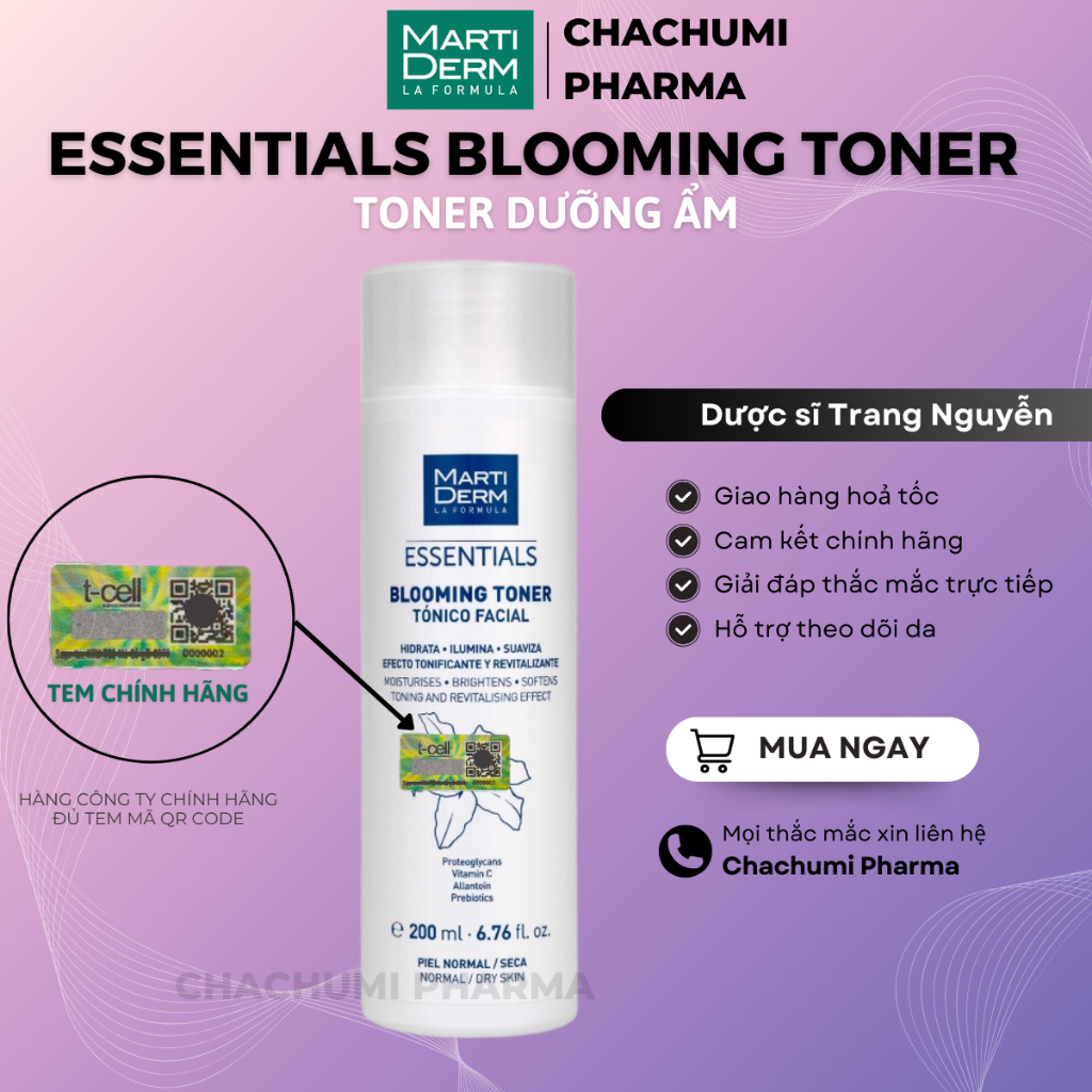 Toner dưỡng ẩm Martiderm essentials blooming 200ml