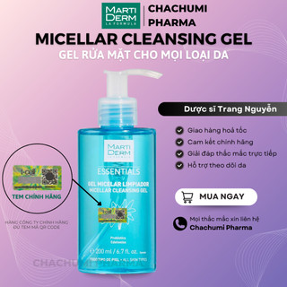 Gel rửa mặt martiderm essentials micellar cleansing gel 200ml