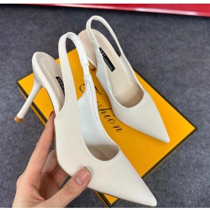 Giày cao gót bít mũi 7p-9p quai min trơn. chất da tuyết nhung cao cấp sang chảnh