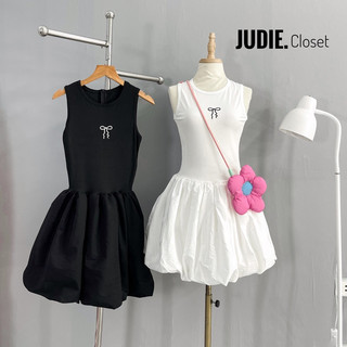 Váy 3 Lỗ Sát Nách Thêu Nơ Chất Thun Tăm Dáng Xoè Bồng Cách Điệu Hottrend (ảnh thật) JUDIE.Closet