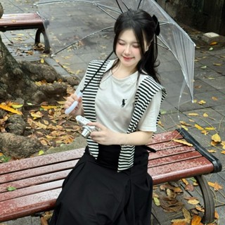 [Tặng kèm khoác choàng] Áo thun babytee thêu logo con ngựa kèm khoác choàng thuỷ thủ HAVANA ATH205