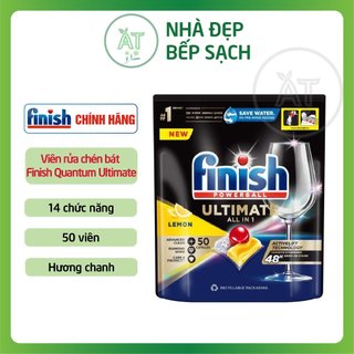 Viên rửa chén bát Finish Ultimate PLUS / Quantum Ultimate All in 1 (hương chanh) - Eco 0%
