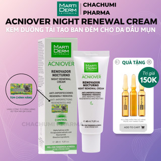Kem dưỡng tái tạo ban đêm cho da dầu mụn Martiderm acniover night renewal cream (40ml)