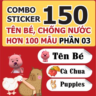 Sticker in tên bé mẫu các phim hoạt hình loppy, ruby dễ thương, xinh xắn, chó cứu hộ, pawpatrol