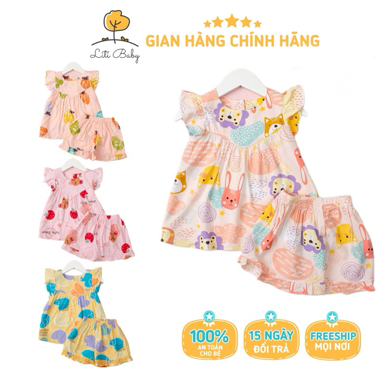 Bộ lanh bé gái, bộ lanh cánh tiên, đồ bộ cộc tay cho bé gái, chất liệu lanh lụa mềm mịn, mát mẻ, đa dạng màu sắc
