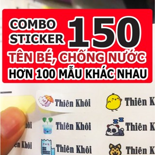 150 Sticker tên bé, nhãn vở in tên theo yêu cầu, hình dán ngộ nghĩnh, dán đồ dùng học tập