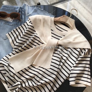 Áo len nữ mongtoghi Marila's áo len kẻ kèm khăn basic