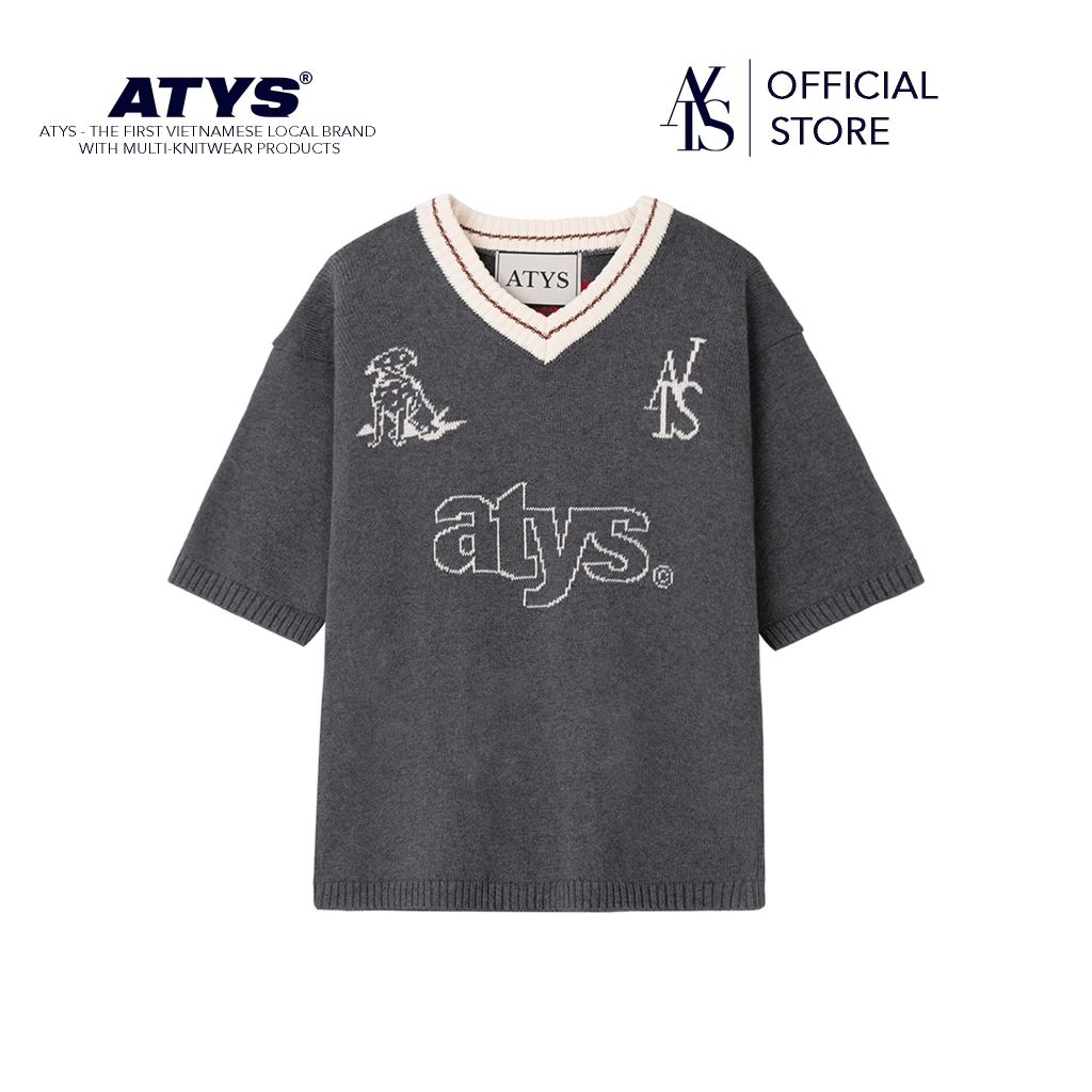 Áo 𝐀𝐓𝐘𝐒® 𝐕-𝐍𝐄𝐂𝐊 𝐊𝐍𝐈𝐓 𝐂𝐎𝐓𝐓𝐎𝐍 𝐓-𝐒𝐇𝐈𝐑𝐓 (XÁM)