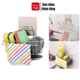 Giá Inox 304 Dán Tường Để Đồ Rửa Chén Bát, Khay Để Bồn Rửa Có Tấm Hứng Nước Không Han Gỉ