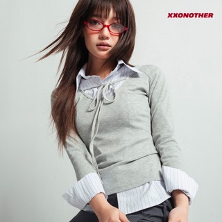 Áo Thun Tay Lửng Thêu Logo Cổ Chữ V Phối Dây Mặc 2 Kiểu | XXONOTHER DEEP V-NECK 2WAY TOP
