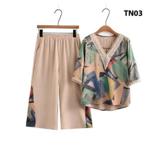  Đồ bộ trung niên nữ NeSa Shop Bộ mặc nhà nữ chất liệu Lụa mát mẻ thấm hút mồ hôi đồ bộ mặc nhà đi chơi ,TN03 