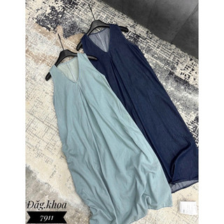 Váy maxi bò mềm suông siêu xinh, Đầm babydoll denim bigsize đi chơi đi biển