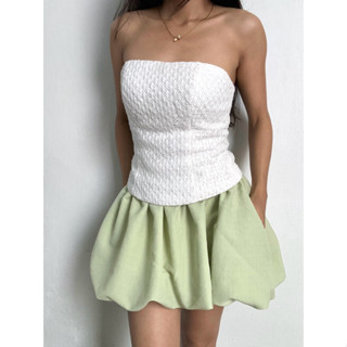  áo corsét Okia quây có dây kéo lưng và chân váy bí May 