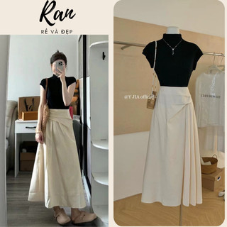 Sét áo thun ôm body co giãn phối chân váy dài phong cách công sở RANSTORE